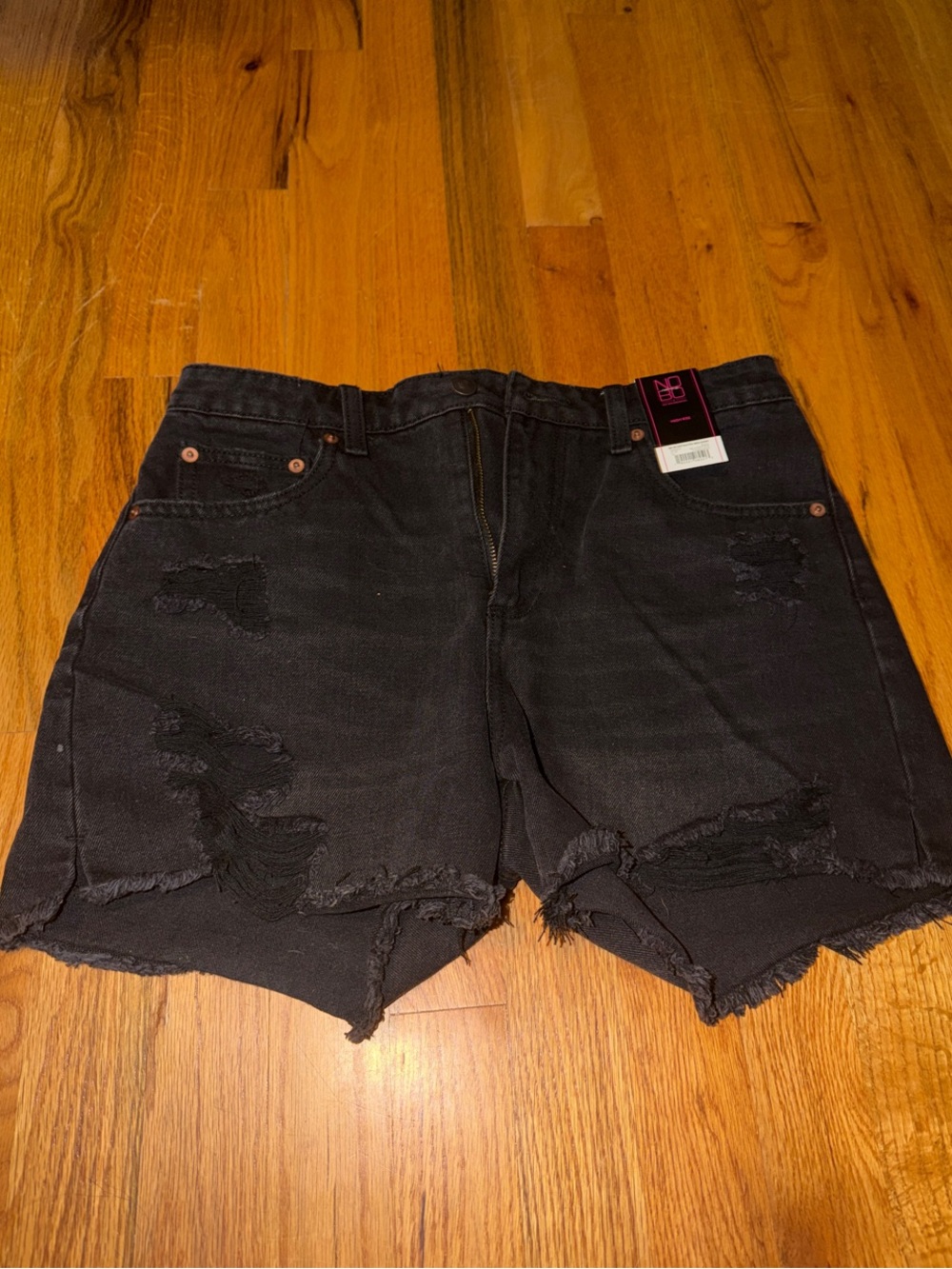 No Boundaries Black Distressed High-Waist Jean Shorts NWT